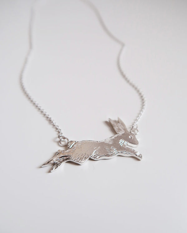 Leaping Rabbit Necklace in Sterling Silver