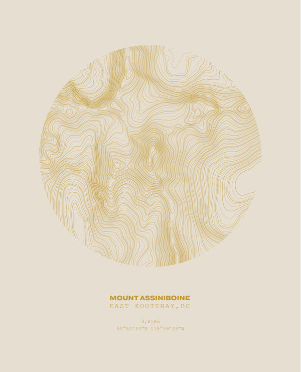 Assiniboine Topographical Print in Cream 8x10