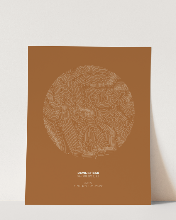 Devil's Head Topographical Print in Brown 8x10