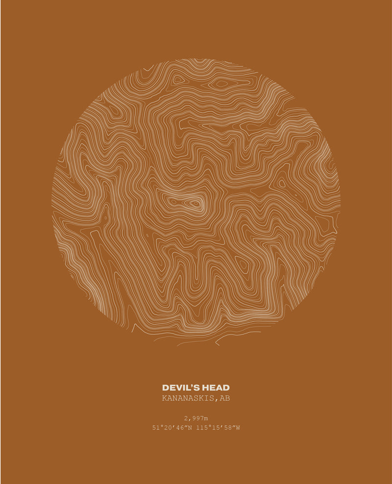 Devil's Head Topographical Print in Brown 8x10