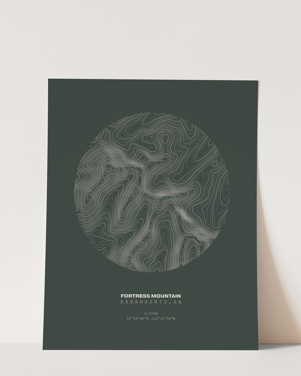 Fortress Topographical Print in Dark Green 8x10