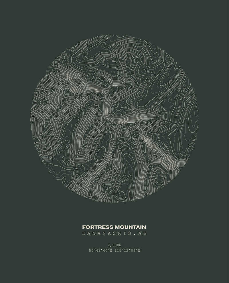 Fortress Topographical Print in Dark Green 8x10