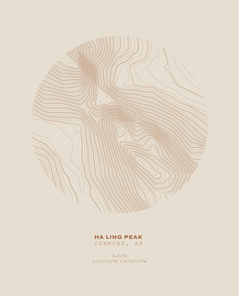 Ha Ling Topographical Print in Cream 12x16