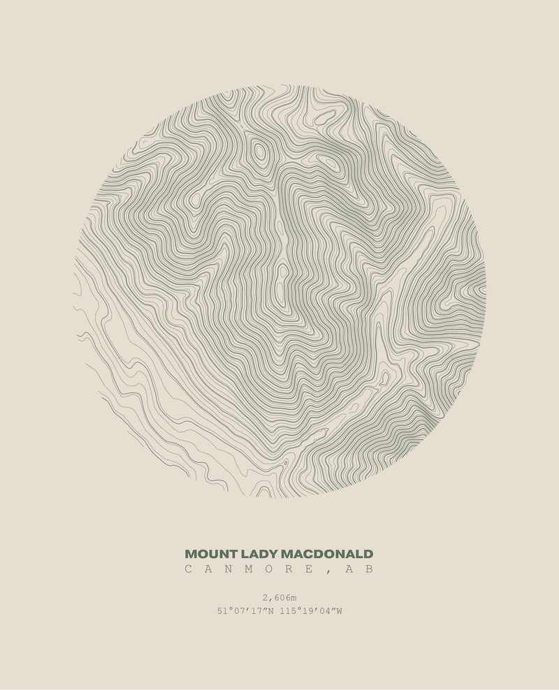 Lady Mac Topographical Print in Cream 8x10