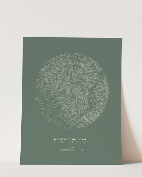 Lady Mac Topographical Print in Olive 8x10