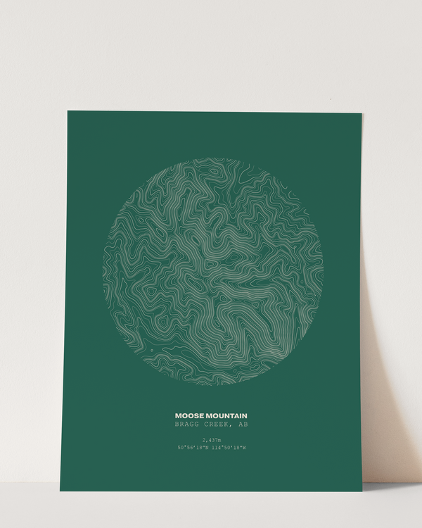 Moose Mountain Topographical Print in Pine Green 8x10