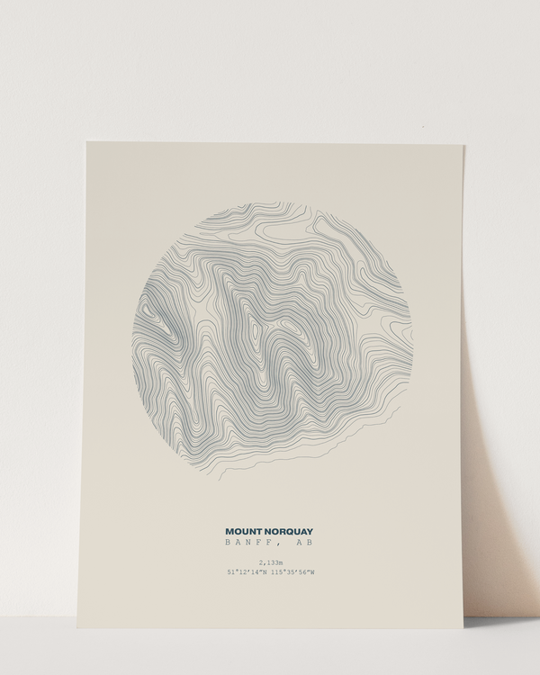 Mount Norquay Topographical Print in Cream 8x10