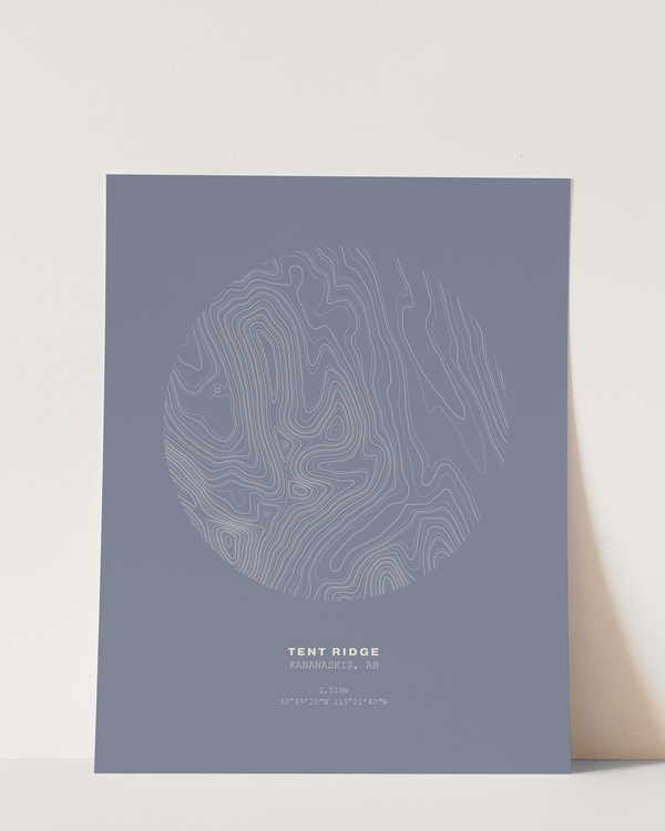 Tent Ridge Topographical Print in Dusty Blue 8x10
