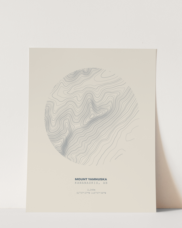 Yamnuska Topographical Print in Cream 12x16