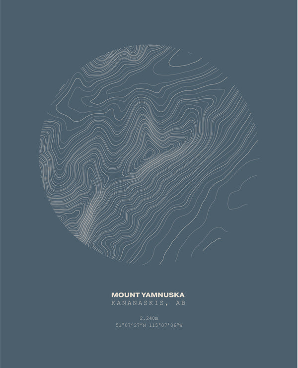 Yamnuska Topographical Print in Navy 12x16