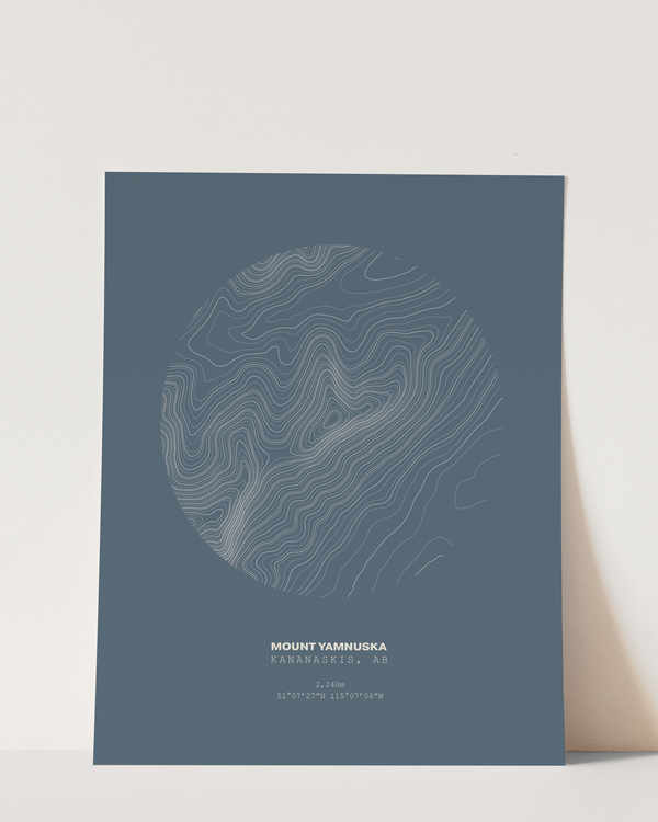 Yamnuska Topographical Print in Navy 8x10