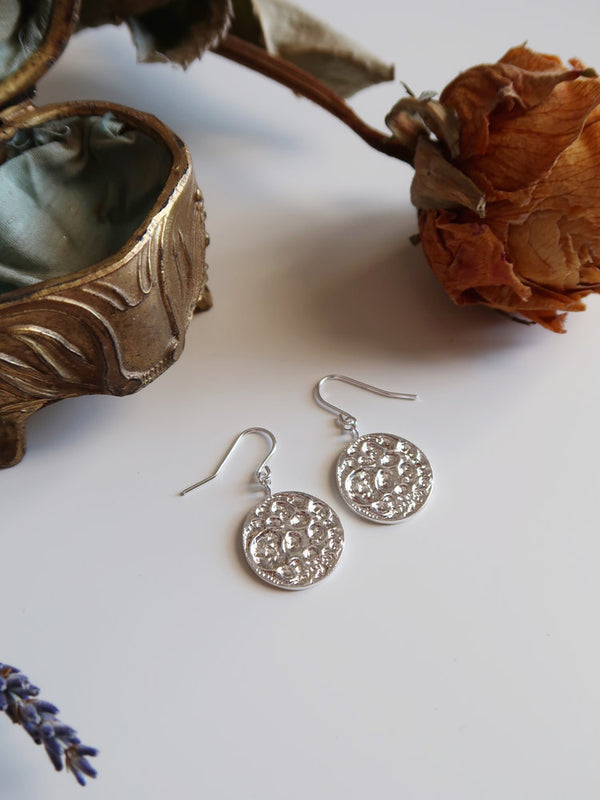 Full Moon Dangle Earrings in Sterling Silver