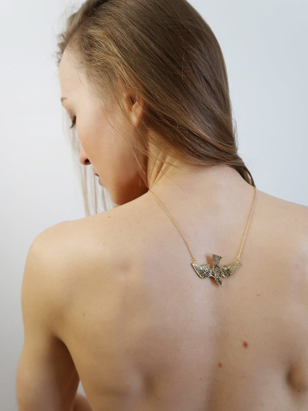 Soaring Bird Necklace in Gold Vermeil