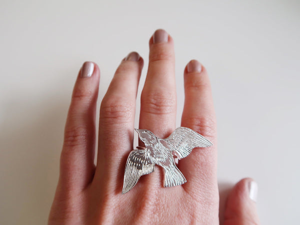 Soaring Bird Ring in Sterling Silver Size 7