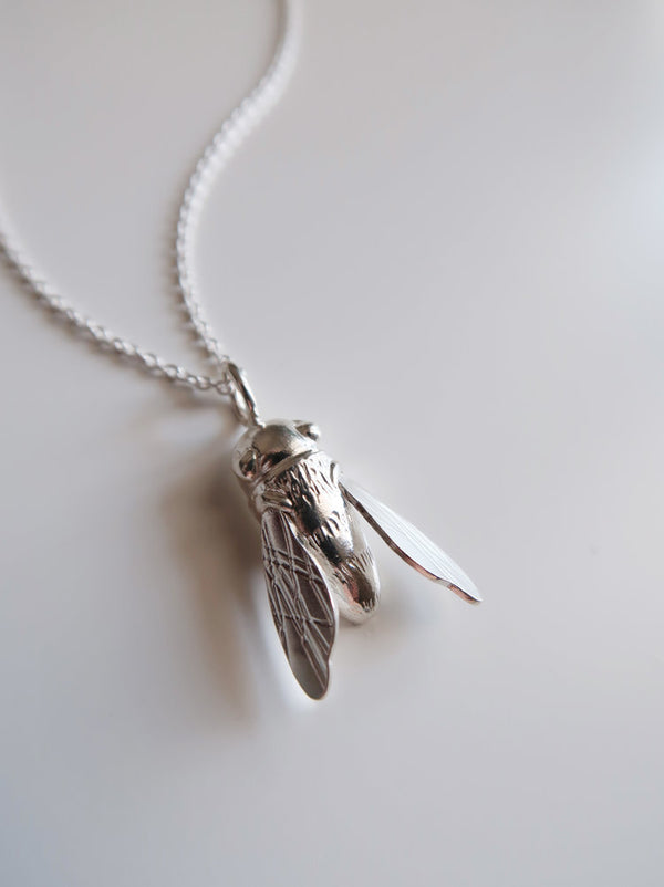 Sculptural Bee Pendant in Sterling Silver
