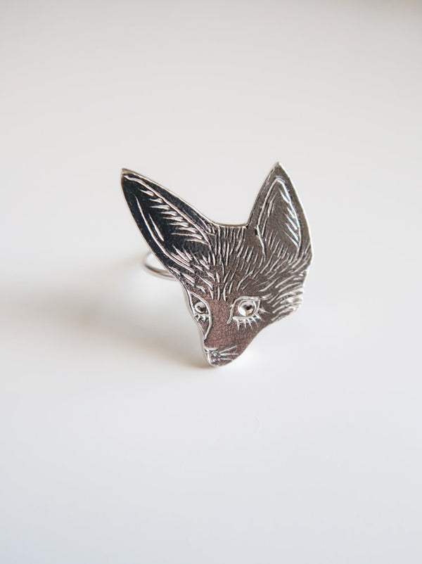 Fennec Fox Ring in Sterling Silver Size 5