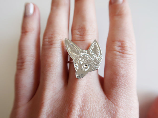 Fennec Fox Ring in Sterling Silver Size 5