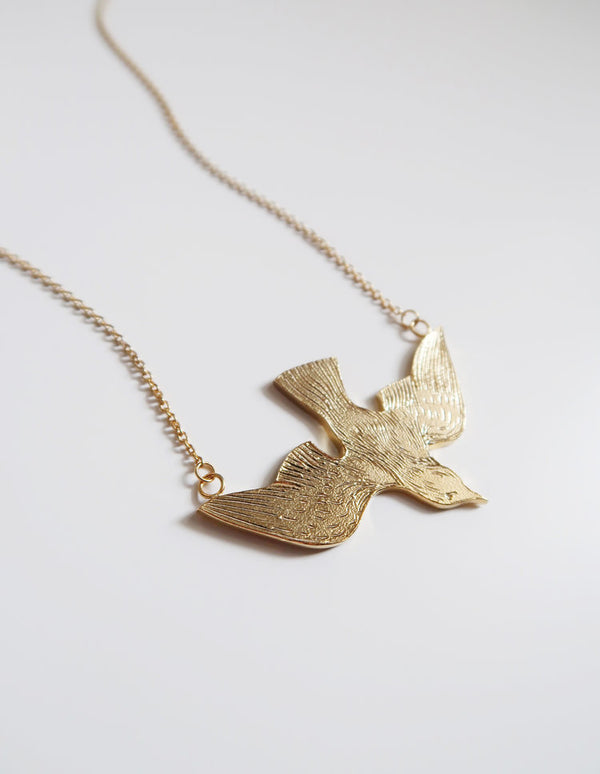 Soaring Bird Necklace in Gold Vermeil