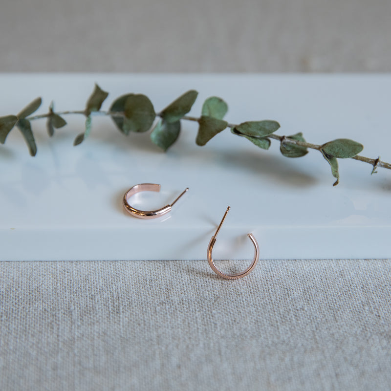 Half Round Hoop Studs 14k Rose Gold Fill