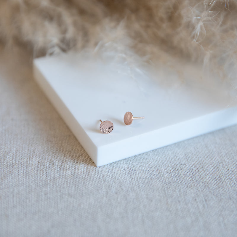 Hammered Studs 14k Rose Gold Fill