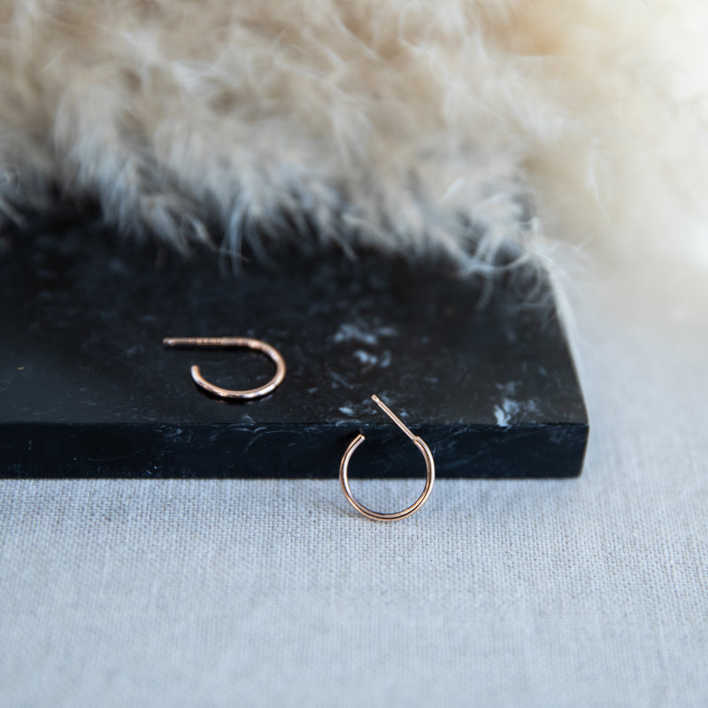Small Smooth Hoop Studs 14k Rose Gold Fill