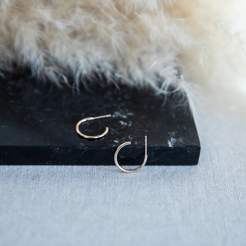 Small Smooth Hoop Studs 14k Gold Fill