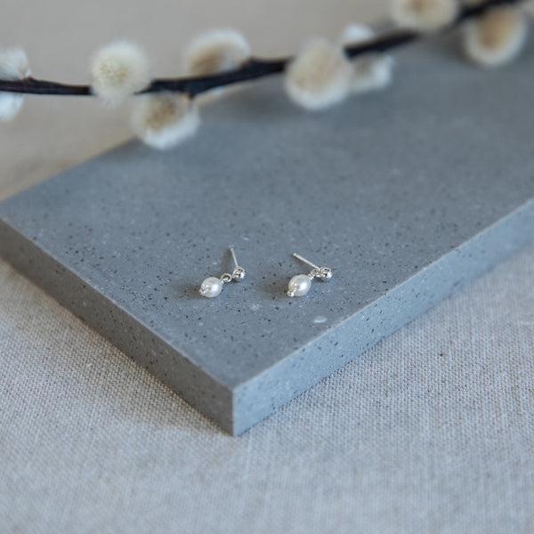 Rice Pearl Studs Sterling Silver