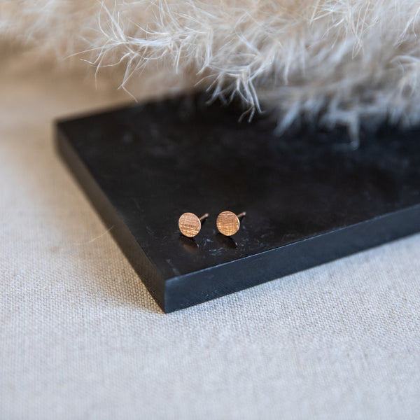 Cross Hatched Studs 14k Rose Gold Fill