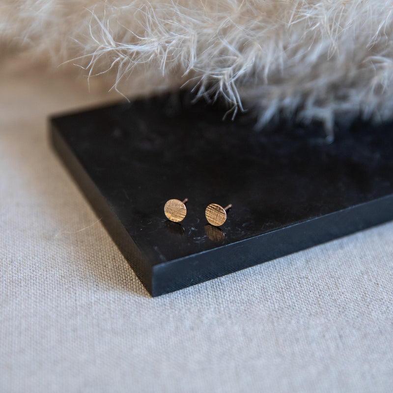 Cross Hatched Studs 14k Gold Fill