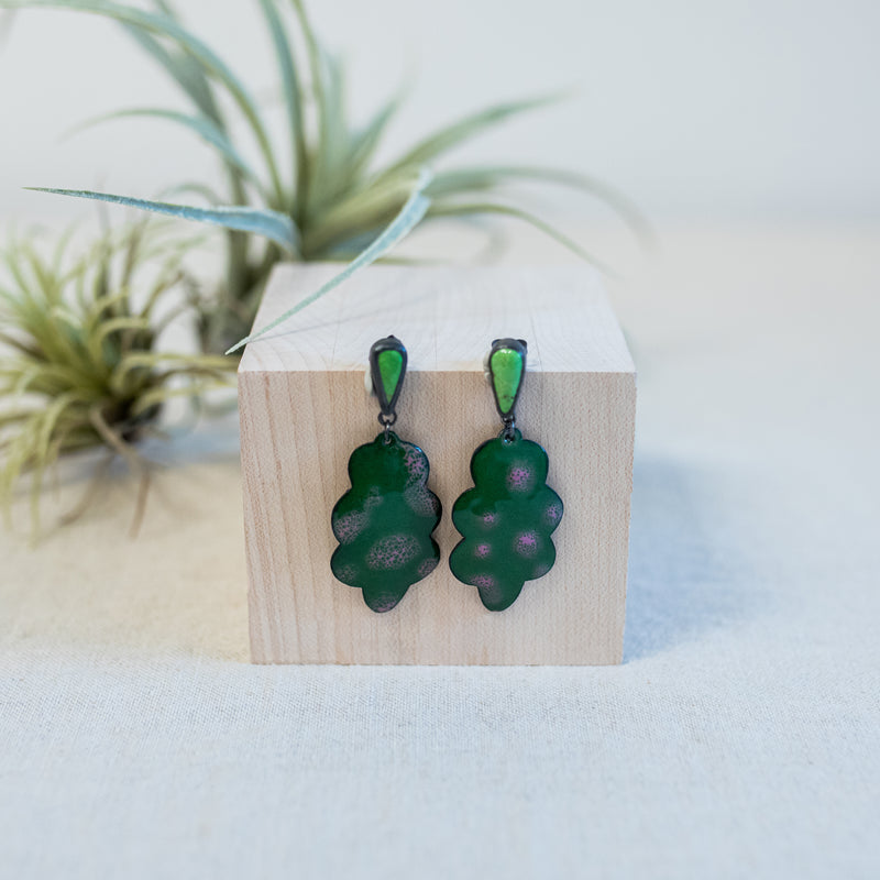 Enamelled Lure Earrings with Gaspeite