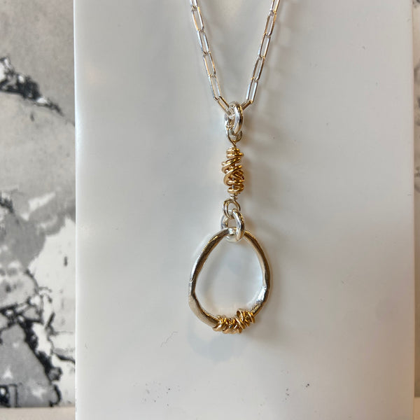 Hera 14K Gold Fill Wrapped Pendant on Silver Chain