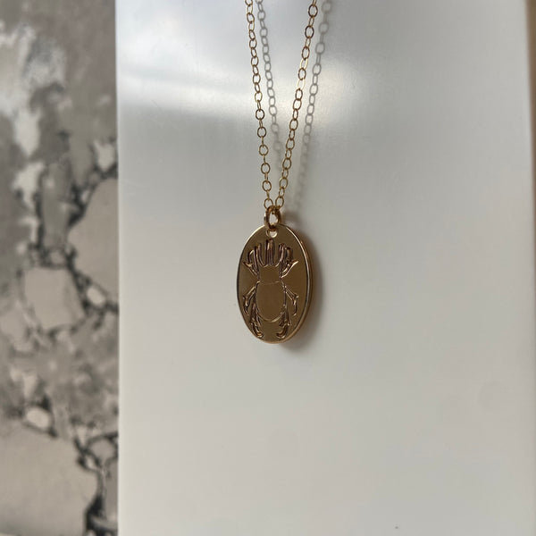 Beetle Charm Necklace in 14K Gold Fill