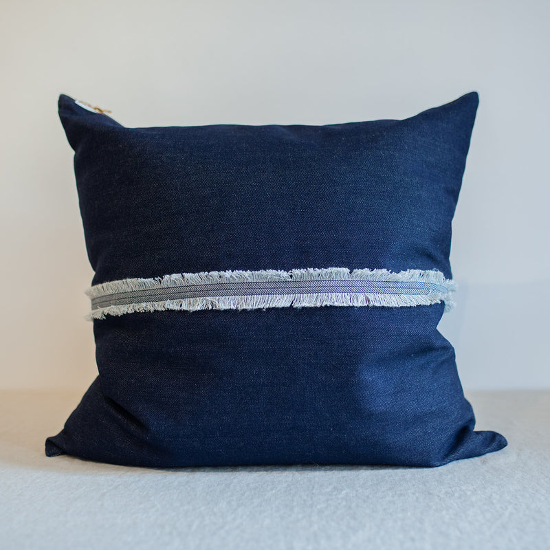 Denim Fringe Pillow 20"x20"